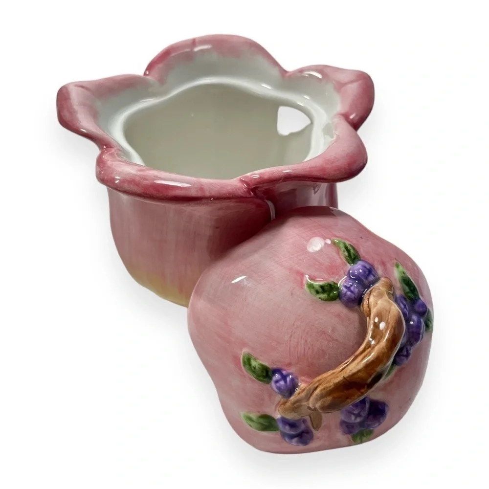 Charter Club Home Wild Flowers Creamer Sugar Bowl Lid Pink‎ Yellow Hand Painted